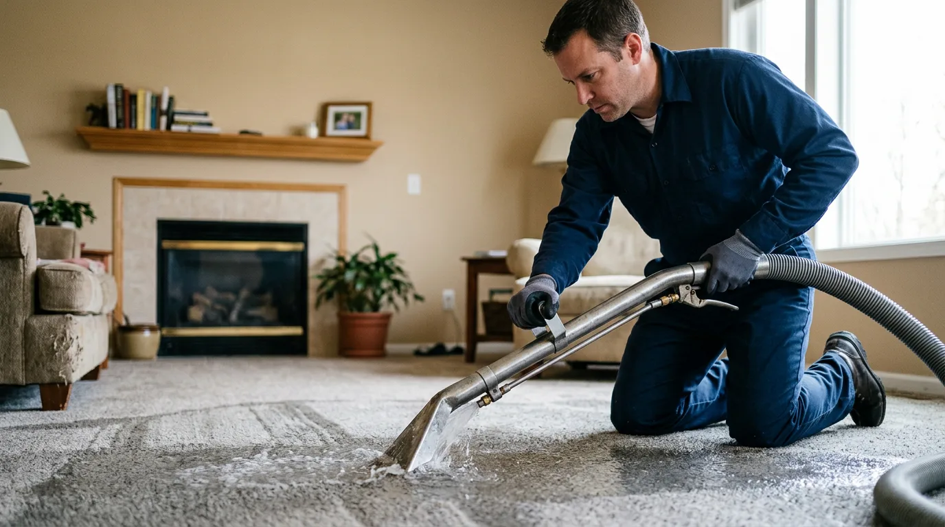 Water damage restoration technician working near Fair Lawn, NJ